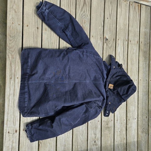 Carhartt Mens Navy Blue Lined Jacket W/detachable Hood Sz L - Picture 3 of 3